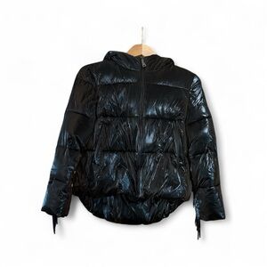 MonnaLisa Girls Shiny Black Puffer Jacket- size 10-11
